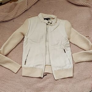 Kenneth Cole Cream Bomber Jacket with Classic Collar 00P Thj3